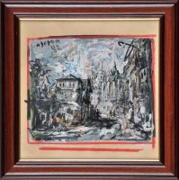 Lot 367 - Antoni Sulek ABSTRACT STREET SCENE signed and...