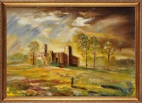 Lot 379 - Antoni Sulek RUINED CASTLE WITH FIGURE signed;...