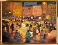 Lot 398 - David Atkins ''PIAZZA DEL CAMPO AT NIGHT''...