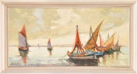 Lot 486 - Marcel Catelein ''FISHING BOATS'' signed oil...