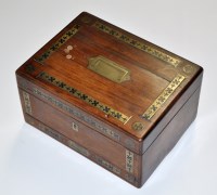 Lot 956 - A 19th Century walnut work box, the...