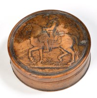 Lot 960 - A 19th Century pressed burr wood snuff box,...