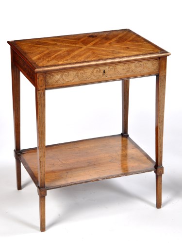 Lot 1034 - A George III inlaid satinwood side table, in...