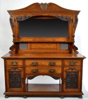 Lot 1063 - A Victorian pollard oak veneered sideboard,...