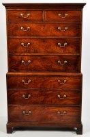 Lot 1079 - A George III mahogany chest on chest, the...