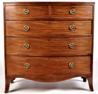 Lot 1120 - A George III bowfront mahogany chest of...