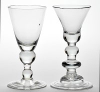 Lot 1 - Baluster wine glass, the thistle bowl above...