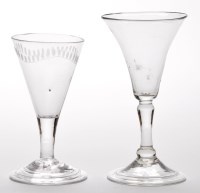Lot 4 - Small baluster wine glass, the round funnel...