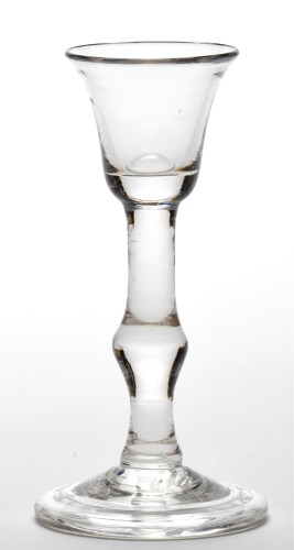 Lot 5 - Small baluster cordial glass, the round bell...