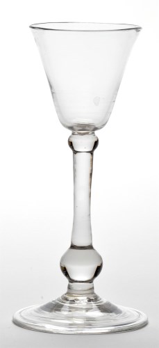 Lot 6 - Small baluster wine glass, the round funnel...