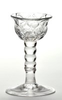 Lot 7 - Small baluster cordial glass, the honeycomb...