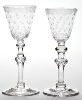 Lot 17 - Engraved 'Newcastle' light baluster wine glass,...
