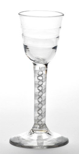 Lot 34 - Opaque twist wine glass, the round funnel...