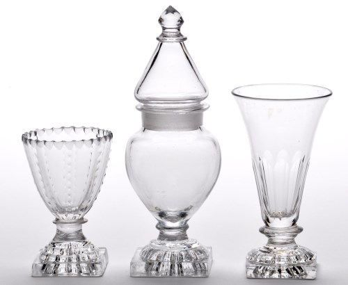 Lot 40 - Syllabub glass, salt and vase and cover, each...
