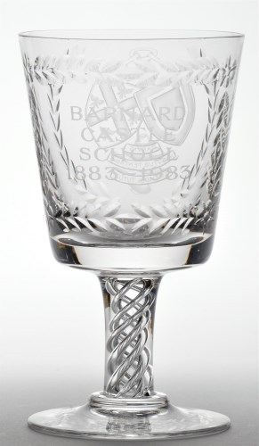 Lot 46 - Engraved air-twist goblet, ''Barnard Castle...