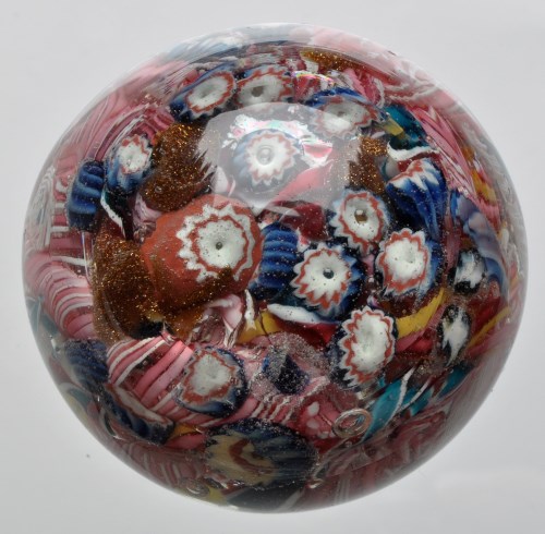 Lot 60 - Scrambled paperweight, serrated floral, barber...