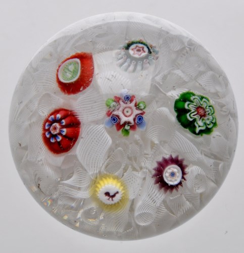 Lot 62 - Small Baccarat spaced millefiori paperweight,...