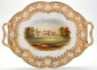 Lot 106 - Sparks Worcester tray, painted with scene of...