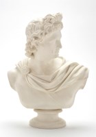 Lot 111 - Parian ware bust of Apollo, the socle...