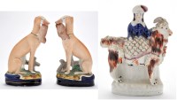 Lot 113 - Pair flat back hare coursing figures of...