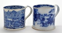 Lot 115 - Printed blue and white pearlware mug, with...