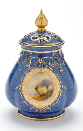 Lot 117 - Royal Worcester speckled blue ground vase and...