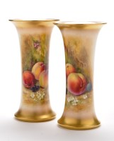 Lot 121 - Near pair of Royal Worcester trumpet vases,...