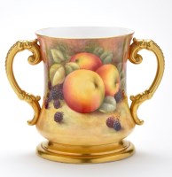 Lot 123 - Royal Worcester style two-handled vase, the...