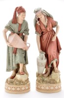 Lot 135 - Large pair of Royal Dux figures of water...