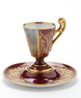 Lot 137 - Vienna style cabinet cup and saucer, the cup...