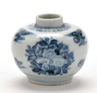 Lot 147 - Small Chinese blue and white squat vase,...