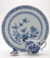 Lot 153 - Large Chinese blue and white dish, painted...