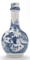 Lot 158 - Chinese blue and white bottle vase, the neck...