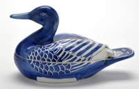 Lot 164 - Chinese blue and white duck tureen and cover,...