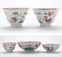 Lot 167 - Pair of Chinese Famille Rose 'chicken' cups,...