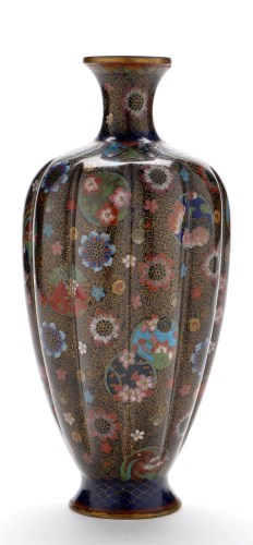 Lot 186 - Japanese cloisonne elongated pear-shaped vase,...