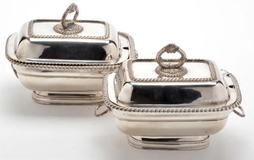Lot 601 - A pair of plated sauce tureens and cover, 19th...