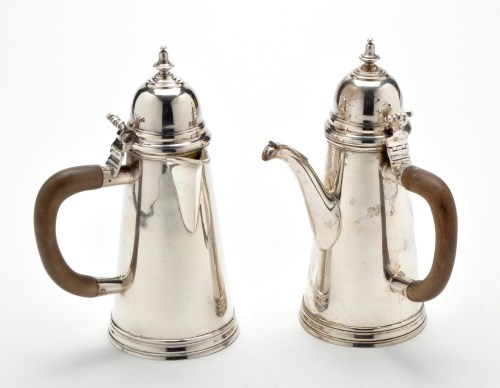 Lot 613 - A pair of George V cafe au lait pots, by Percy...