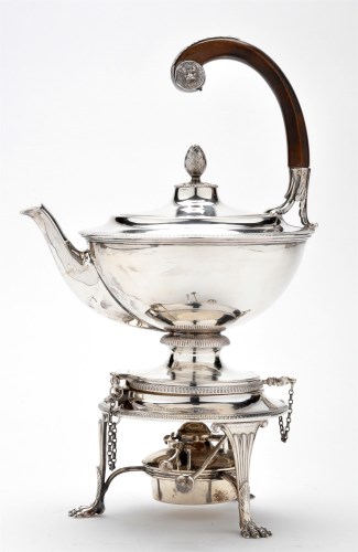 Lot 617 - A George V tea kettle on stand, by James Dixon...
