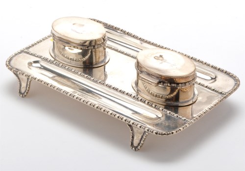Lot 635 - A George V ink stand, by Barker Bros., Chester...