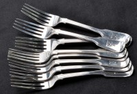 Lot 668 - Eight George IV table forks, by William...