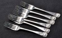 Lot 670 - Six Victorian dessert forks, by Reid & Sons...