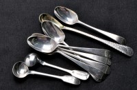 Lot 673 - Six George III teaspoons, maker's marks and...