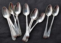 Lot 677 - Five George III teaspoons, by Dorothy...