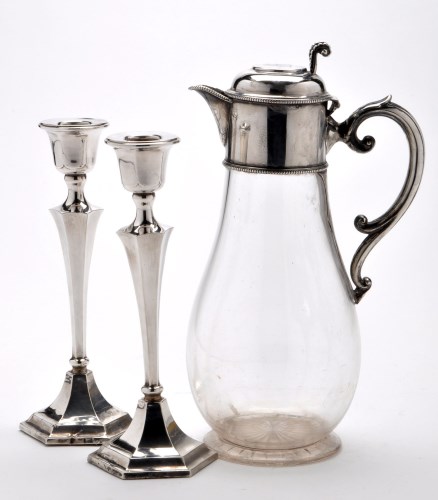 Lot 689 - A Victorian glass and silver mounted claret...