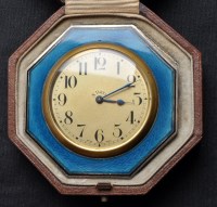 Lot 710 - A George V silver blue enamel mounted alarm...