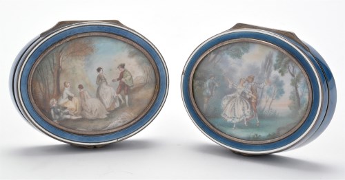 Lot 711 - Two Continental oval silver and enamelled...