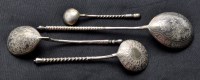 Lot 719A - Four 875 standard Russian silver spoons, to...