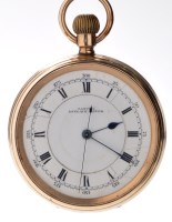 Lot 738 - A gentleman's 9ct. gold open faced pocket...