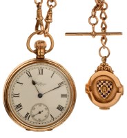 Lot 741 - A 9ct. yellow gold cased Waltham pocket watch,...